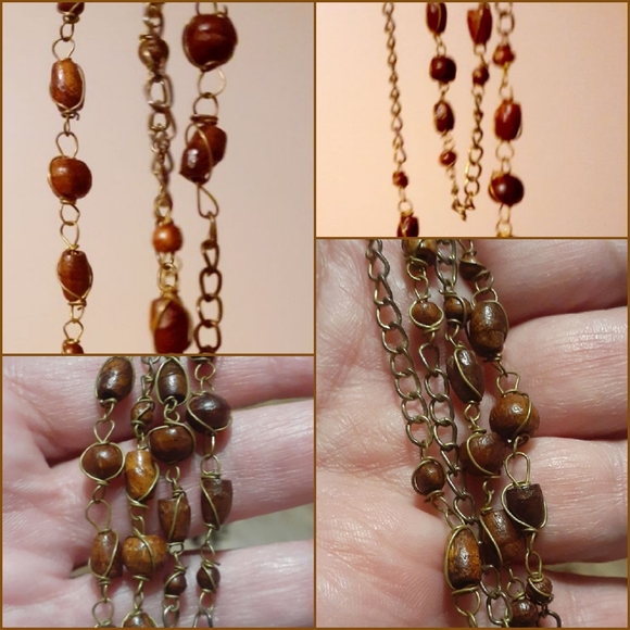 Vtg/Antique Hand-Made Wood Rosary Bead Extra Long Necklace - Picture 9 of 16